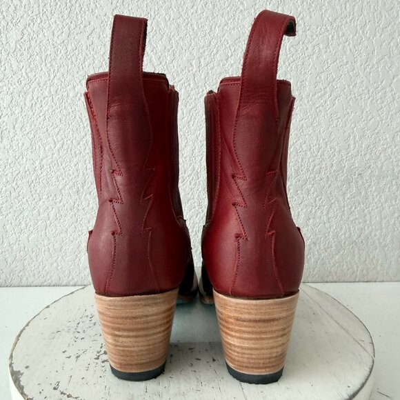 Lane CHELSEA Womens Cowboy Booties Western Red Short Ankle Boots Womens Size 8.5 - Picture 4 of 15